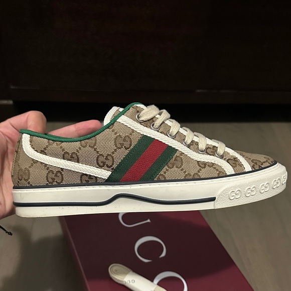 Gucci women Tan and Green Sneakers - Picture 2 of 3